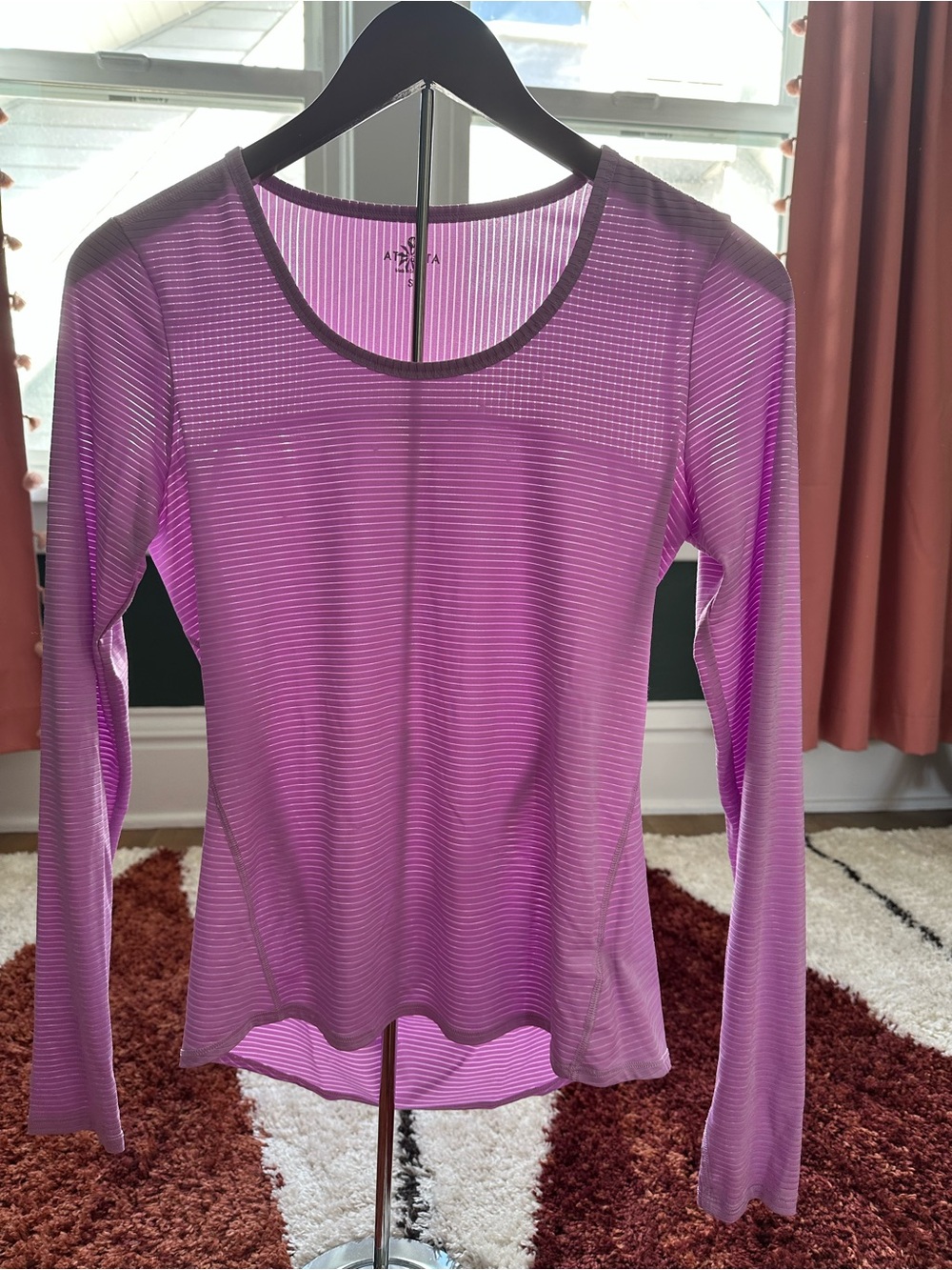 Apt. 9 Sheer Long-Sleeve Striped Top in Lavender Purple